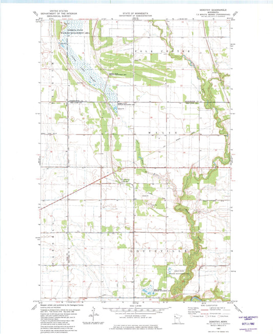 Classic USGS Dorothy Minnesota 7.5'x7.5' Topo Map Image