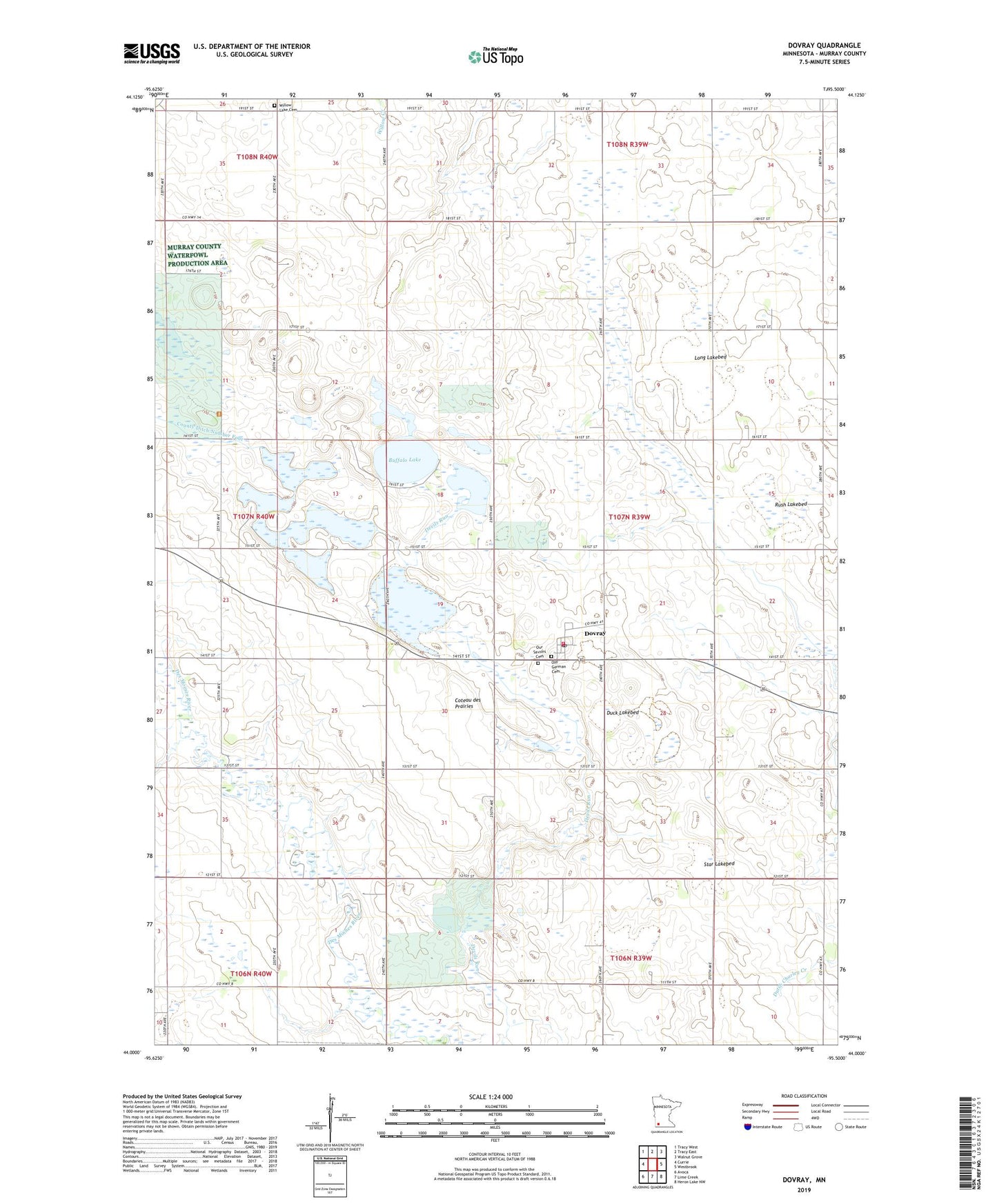 Dovray Minnesota US Topo Map Image