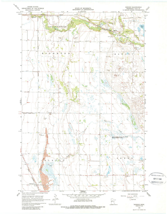 Classic USGS Downer Minnesota 7.5'x7.5' Topo Map Image