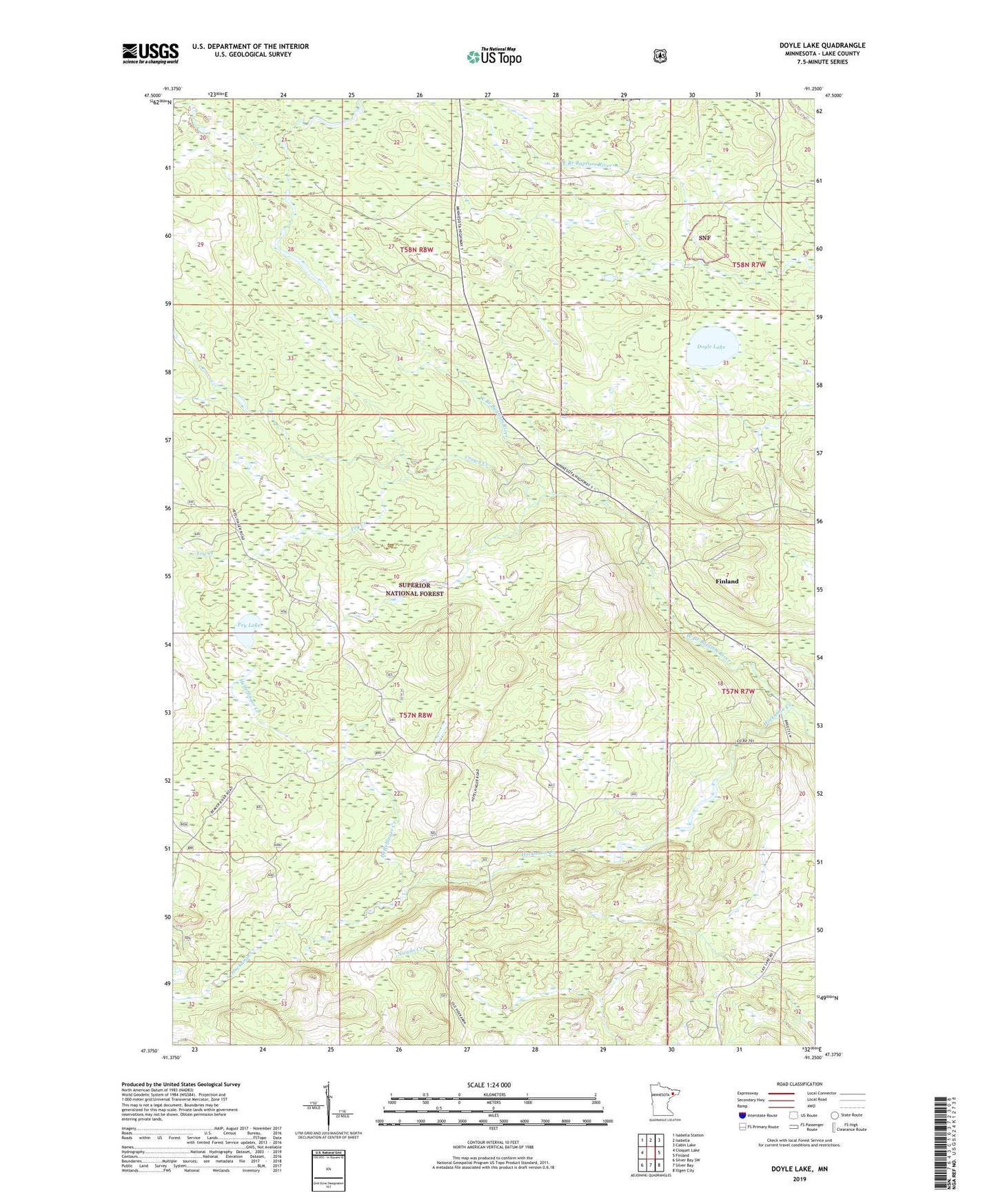 Doyle Lake Minnesota US Topo Map Image