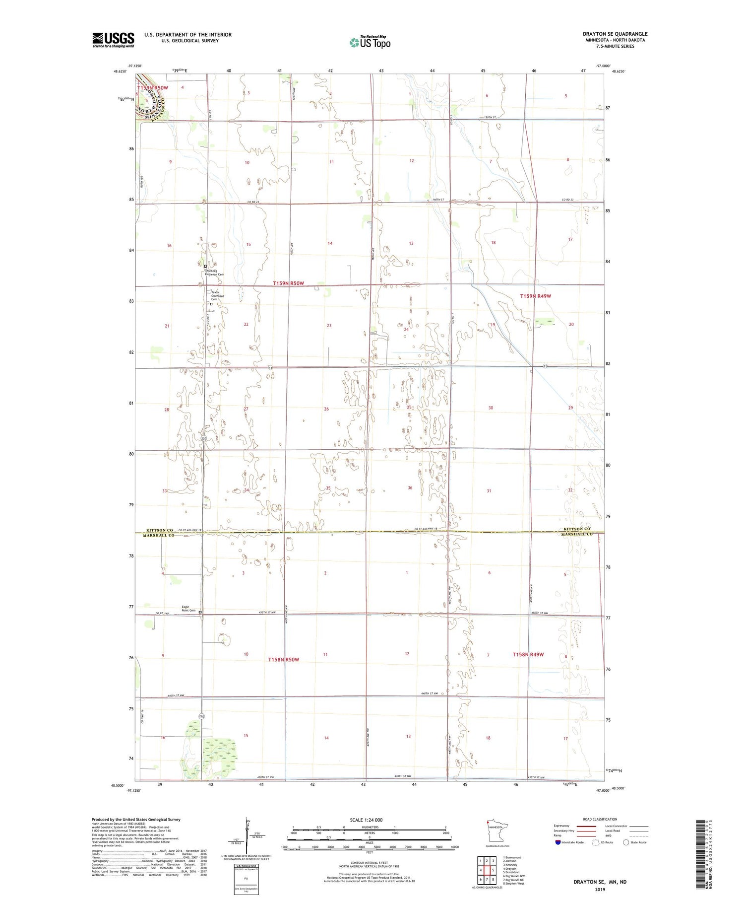 Drayton SE Minnesota US Topo Map Image