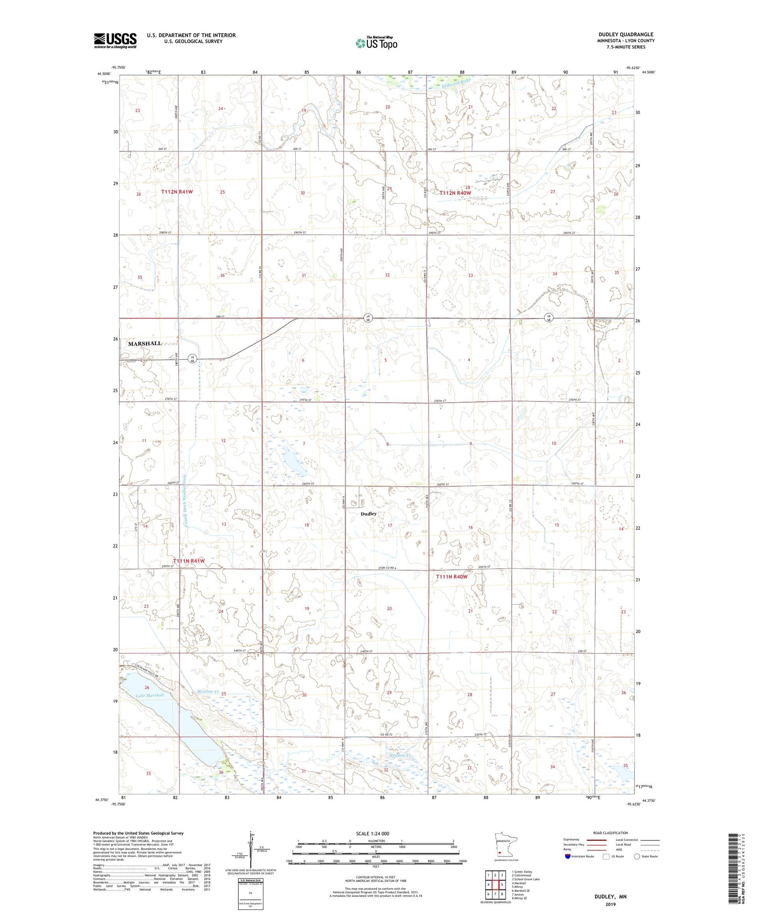Dudley Minnesota US Topo Map Image
