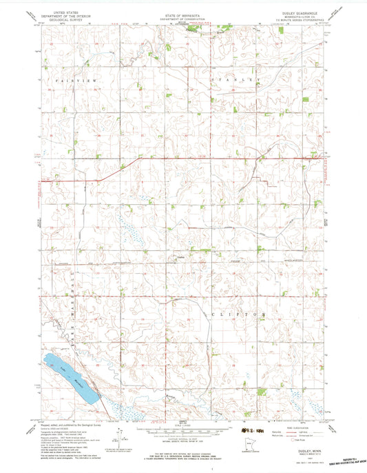 Classic USGS Dudley Minnesota 7.5'x7.5' Topo Map Image