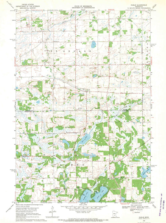 Classic USGS Duelm Minnesota 7.5'x7.5' Topo Map Image
