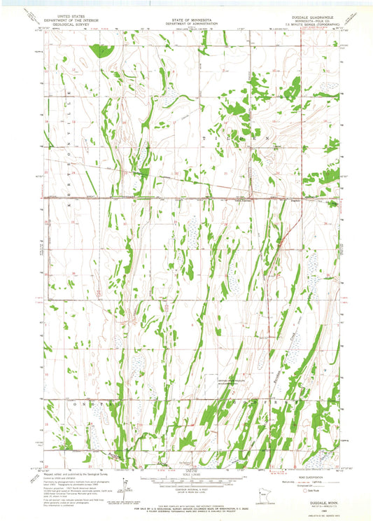 Classic USGS Dugdale Minnesota 7.5'x7.5' Topo Map Image