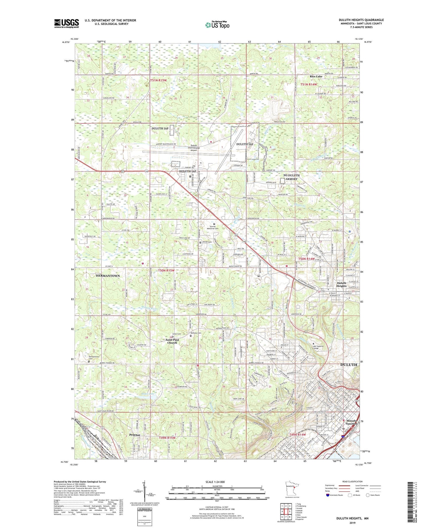 Duluth Heights Minnesota US Topo Map Image