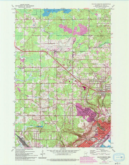 Classic USGS Duluth Heights Minnesota 7.5'x7.5' Topo Map Image