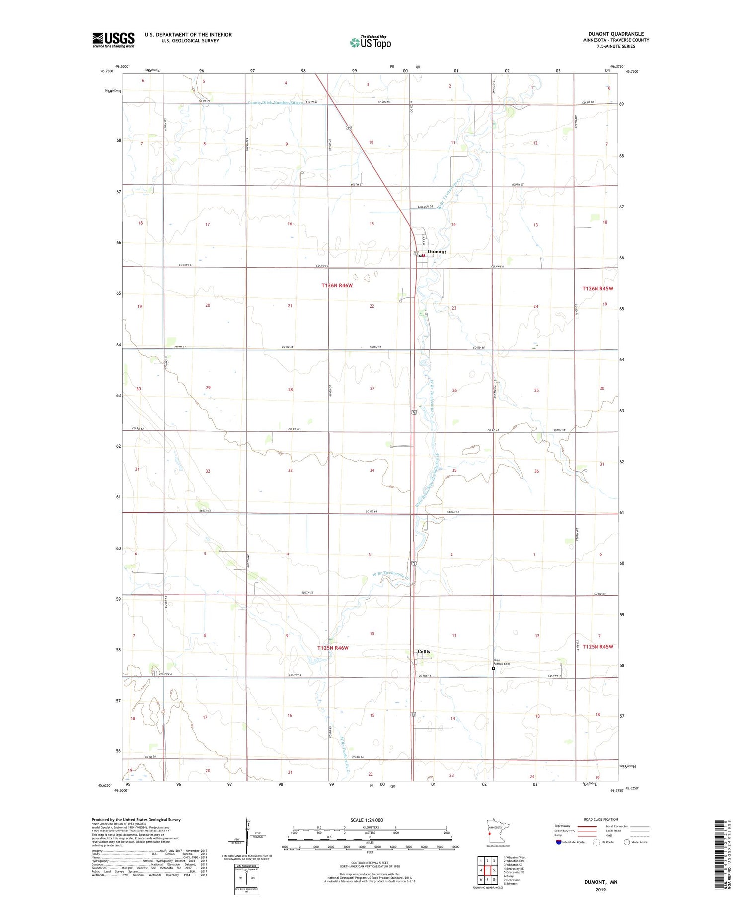 Dumont Minnesota US Topo Map Image