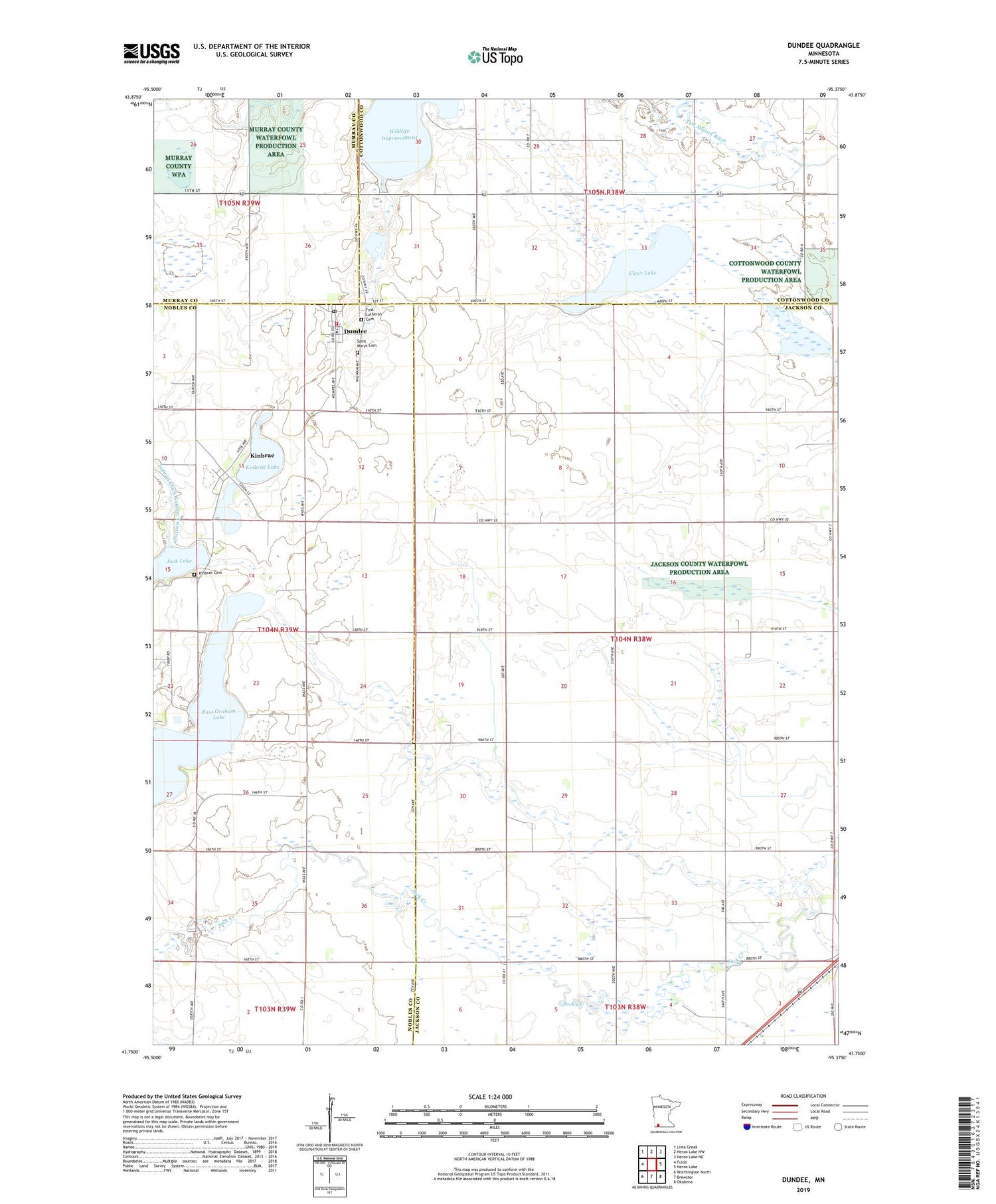Dundee Minnesota US Topo Map Image
