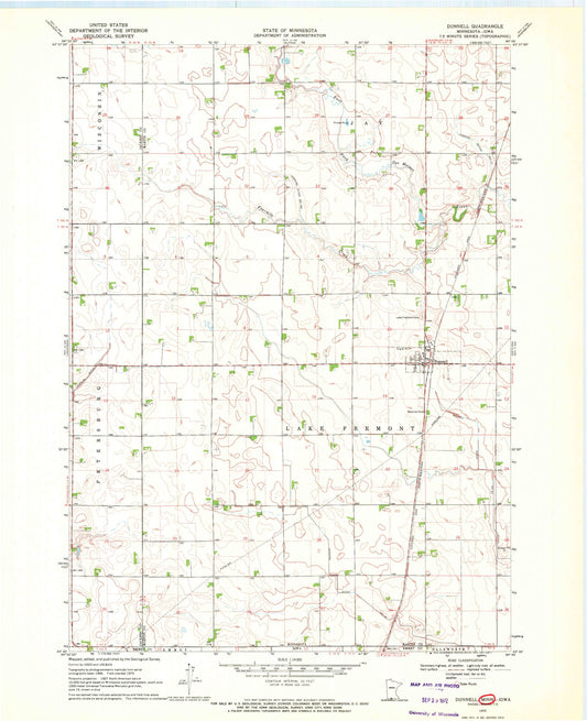 Classic USGS Dunnell Minnesota 7.5'x7.5' Topo Map Image