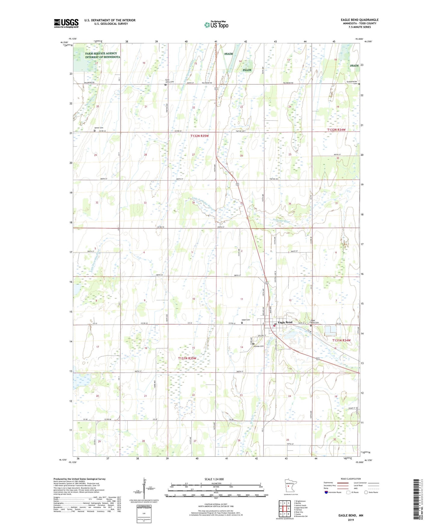 Eagle Bend Minnesota US Topo Map Image