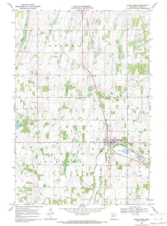 Classic USGS Eagle Bend Minnesota 7.5'x7.5' Topo Map Image