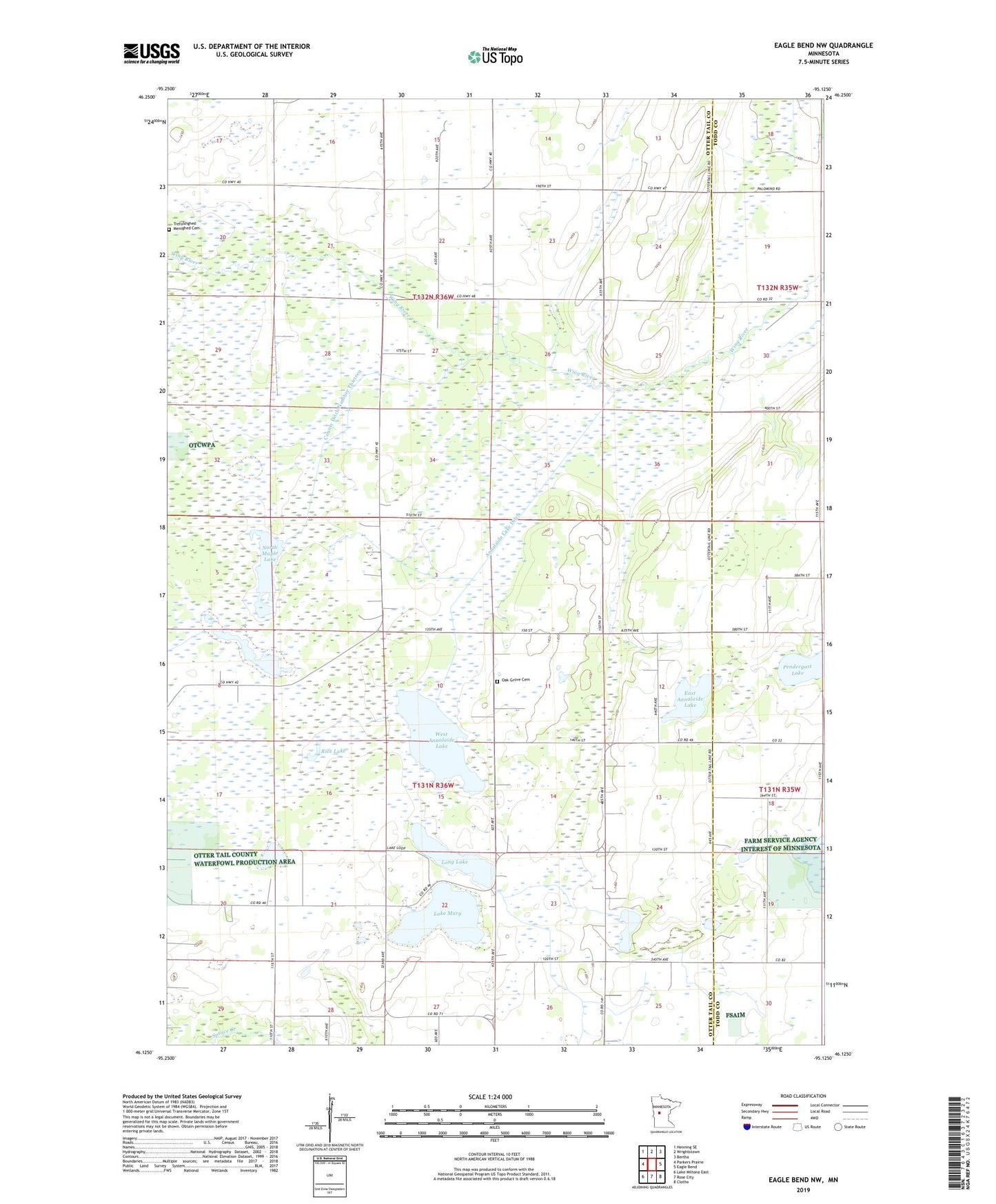 Eagle Bend NW Minnesota US Topo Map Image