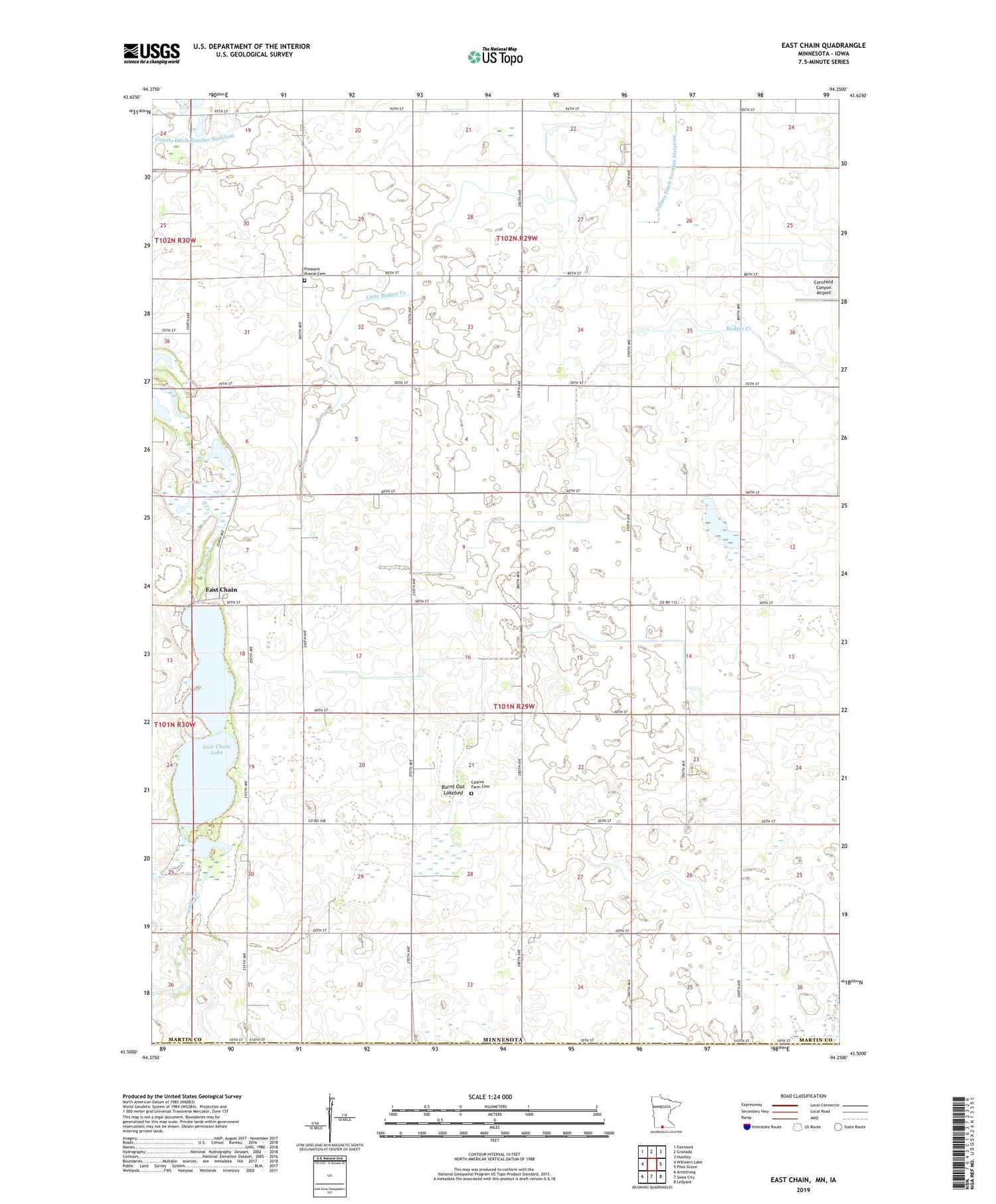 East Chain Minnesota US Topo Map Image