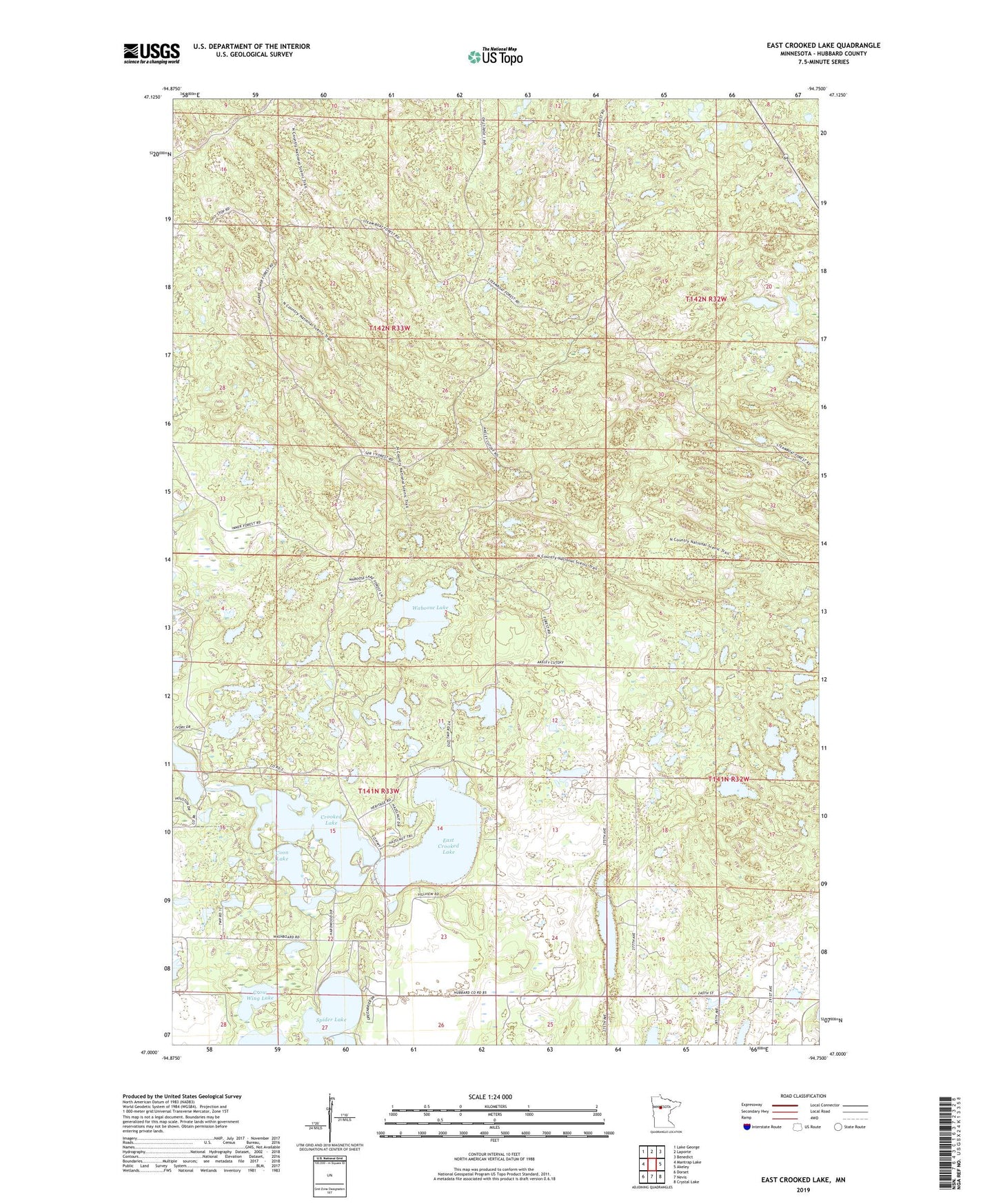 East Crooked Lake Minnesota US Topo Map Image