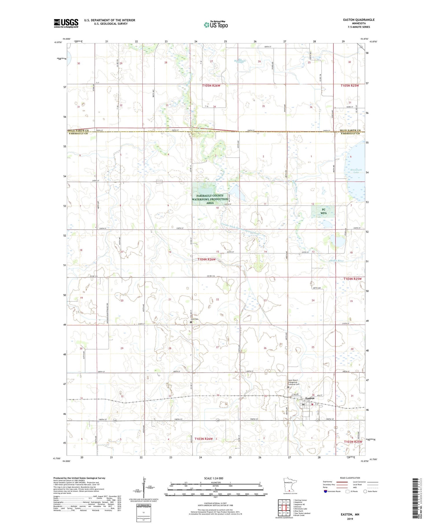 Easton Minnesota US Topo Map Image