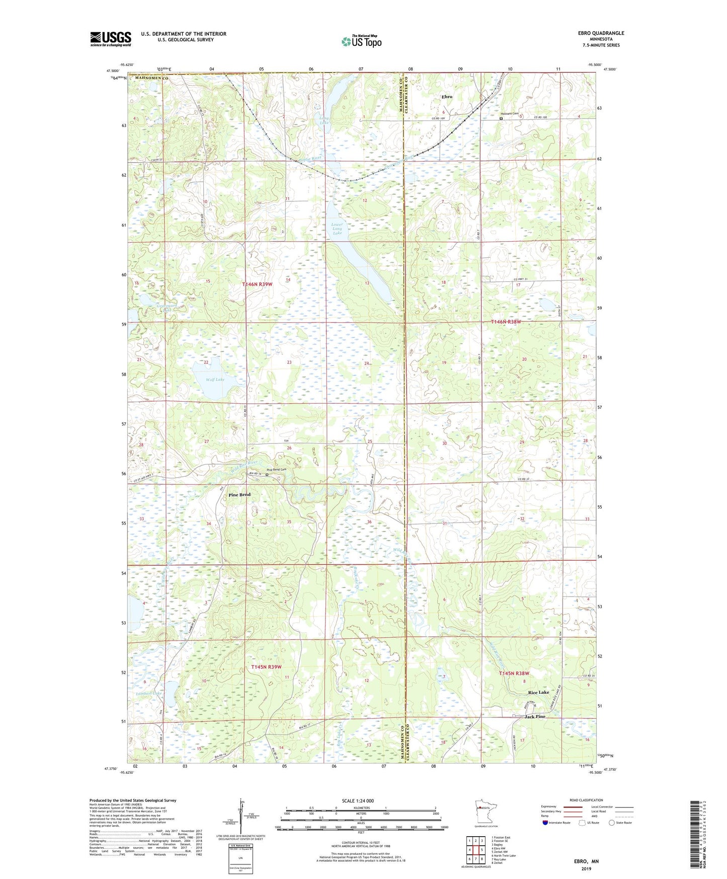 Ebro Minnesota US Topo Map Image