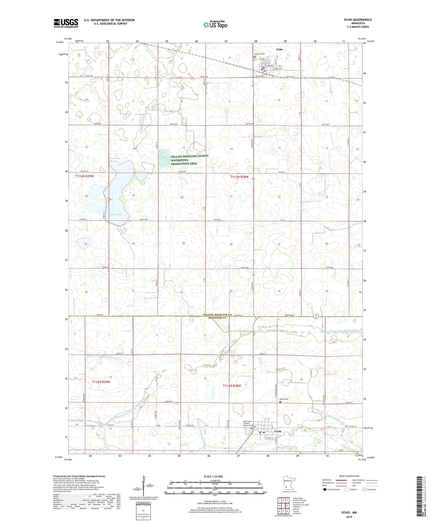 Echo Minnesota US Topo Map Image