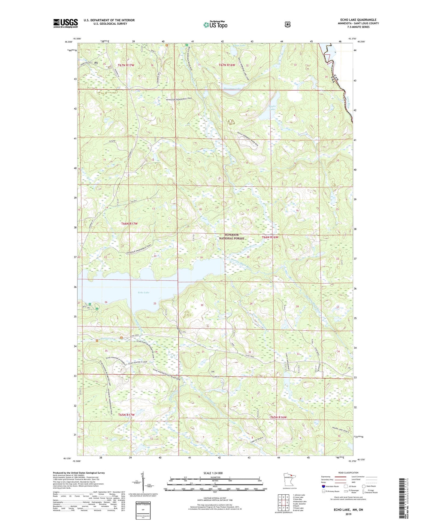Echo Lake Minnesota US Topo Map Image