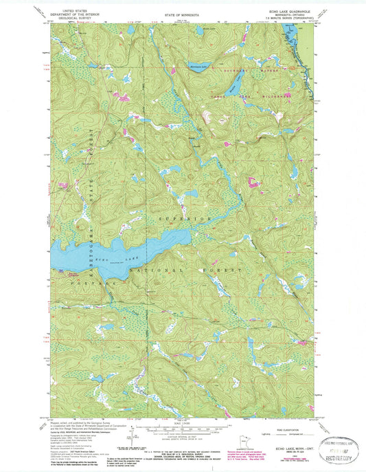 Classic USGS Echo Lake Minnesota 7.5'x7.5' Topo Map Image