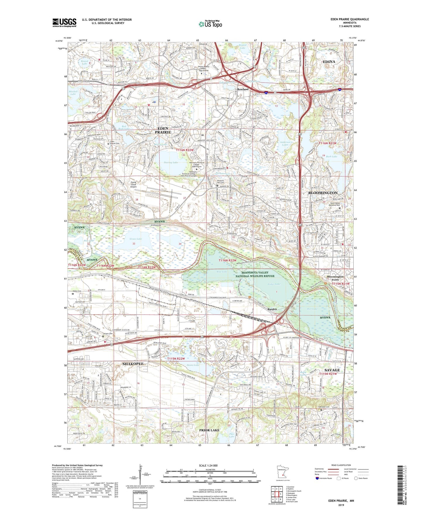 Eden Prairie Minnesota US Topo Map Image