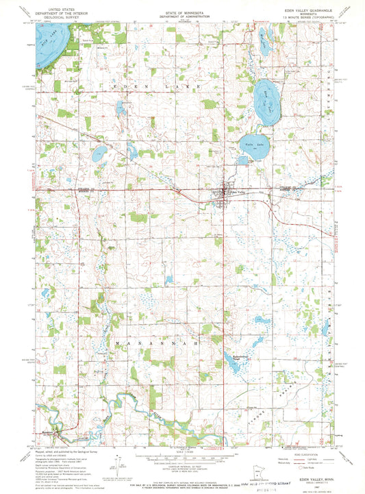 Classic USGS Eden Valley Minnesota 7.5'x7.5' Topo Map Image