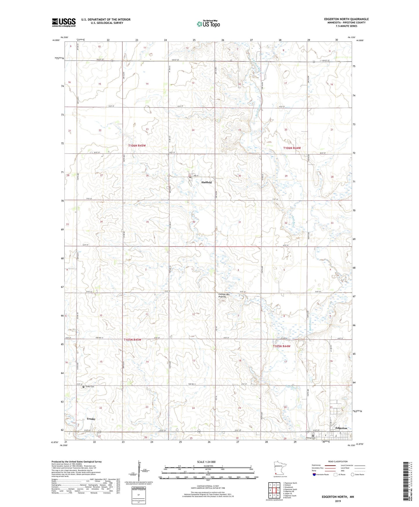 Edgerton North Minnesota US Topo Map Image