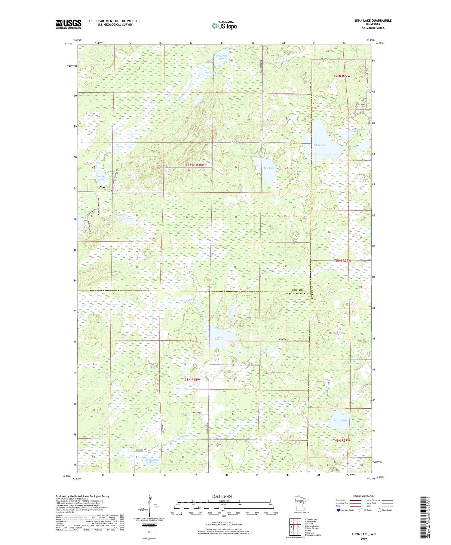 Edna Lake Minnesota US Topo Map Image