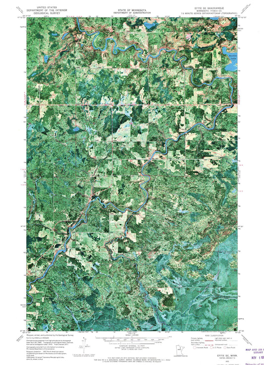Classic USGS Effie SE Minnesota 7.5'x7.5' Topo Map Image