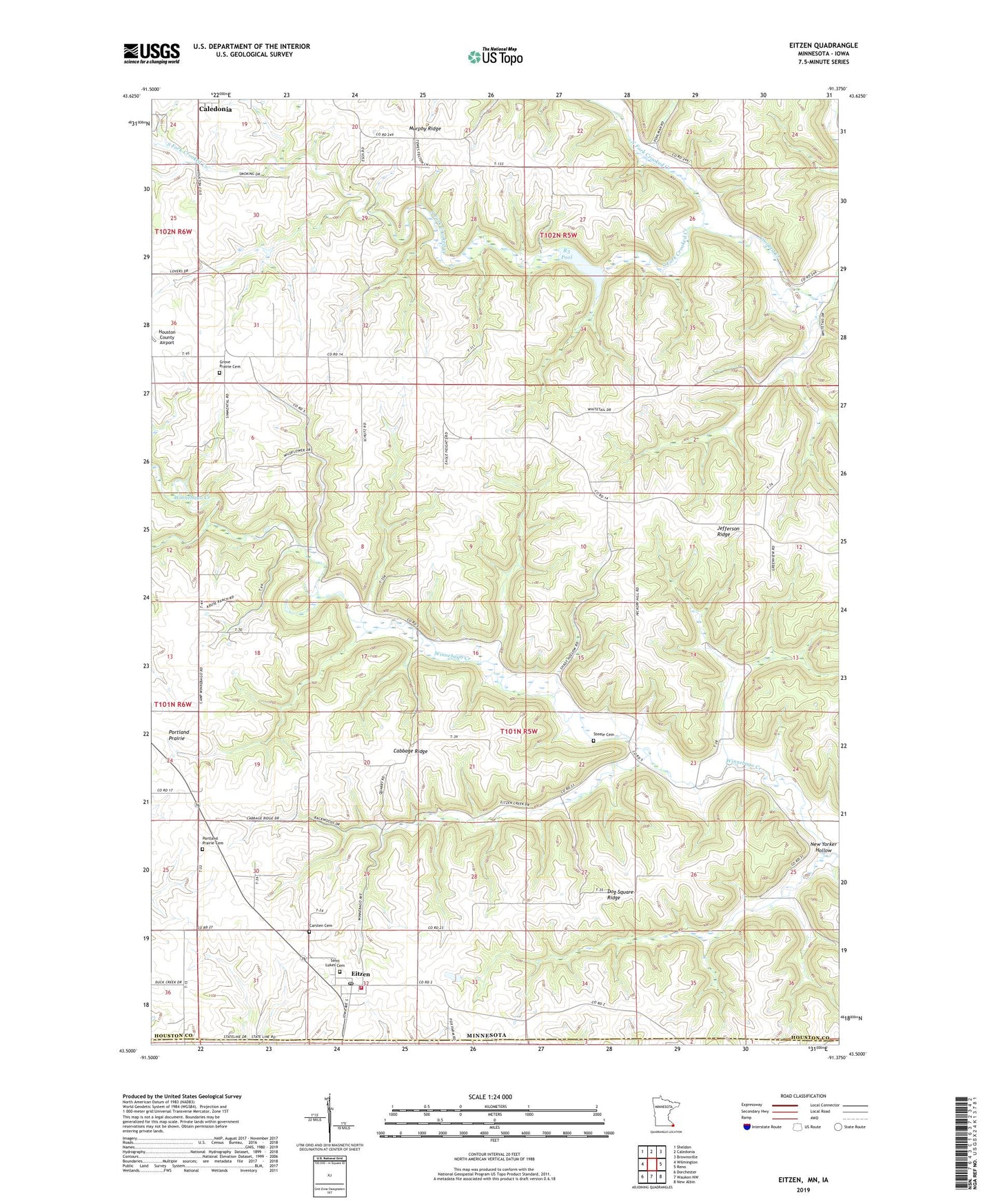 Eitzen Minnesota US Topo Map Image