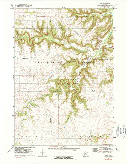Classic USGS Elba Minnesota 7.5'x7.5' Topo Map Image