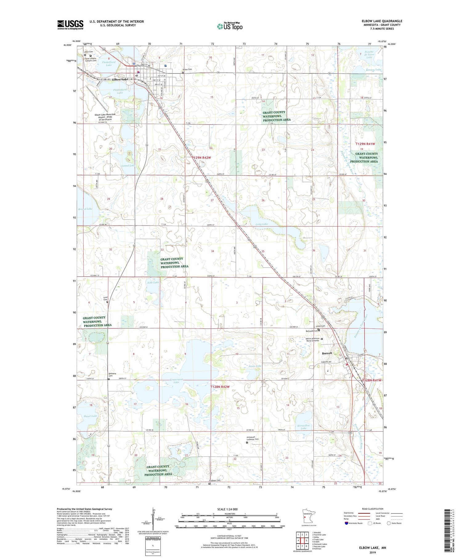 Elbow Lake Minnesota US Topo Map Image