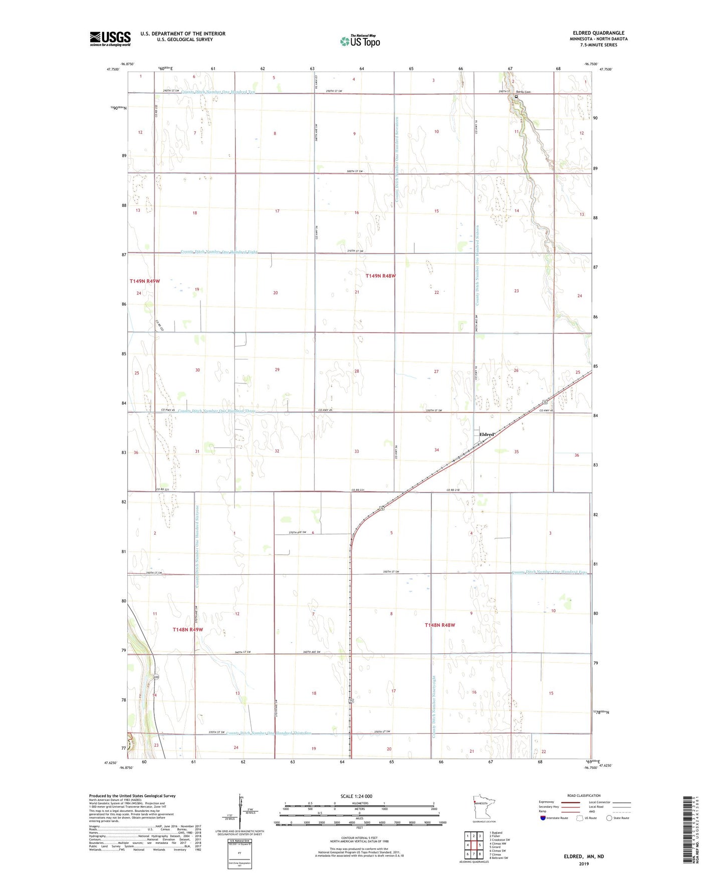 Eldred Minnesota US Topo Map Image