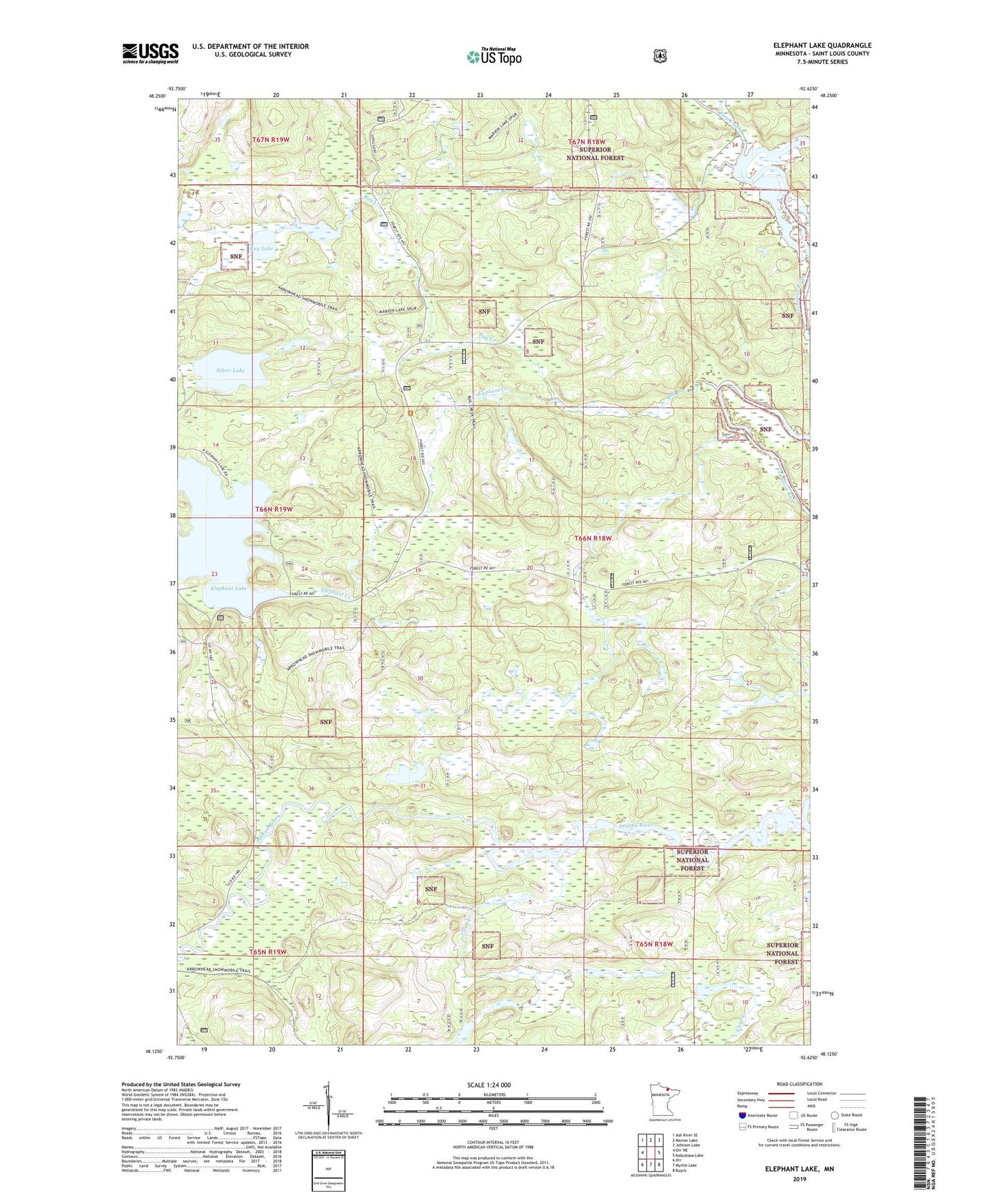 Elephant Lake Minnesota US Topo Map Image