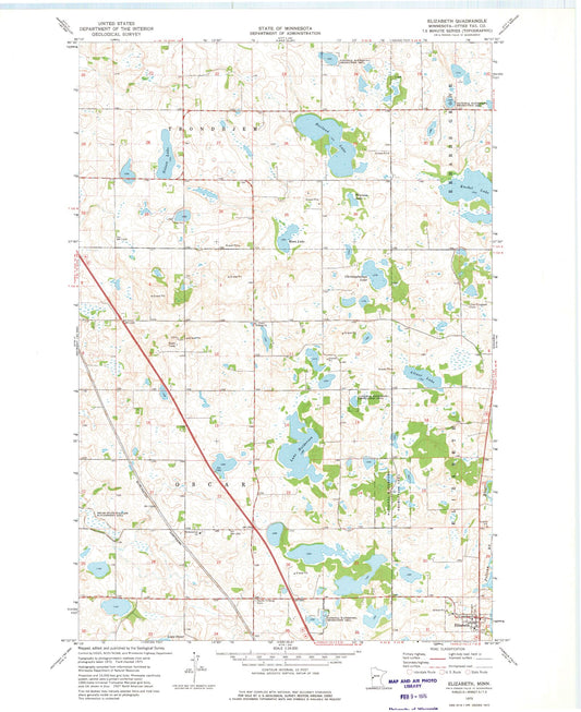 Classic USGS Elizabeth Minnesota 7.5'x7.5' Topo Map Image
