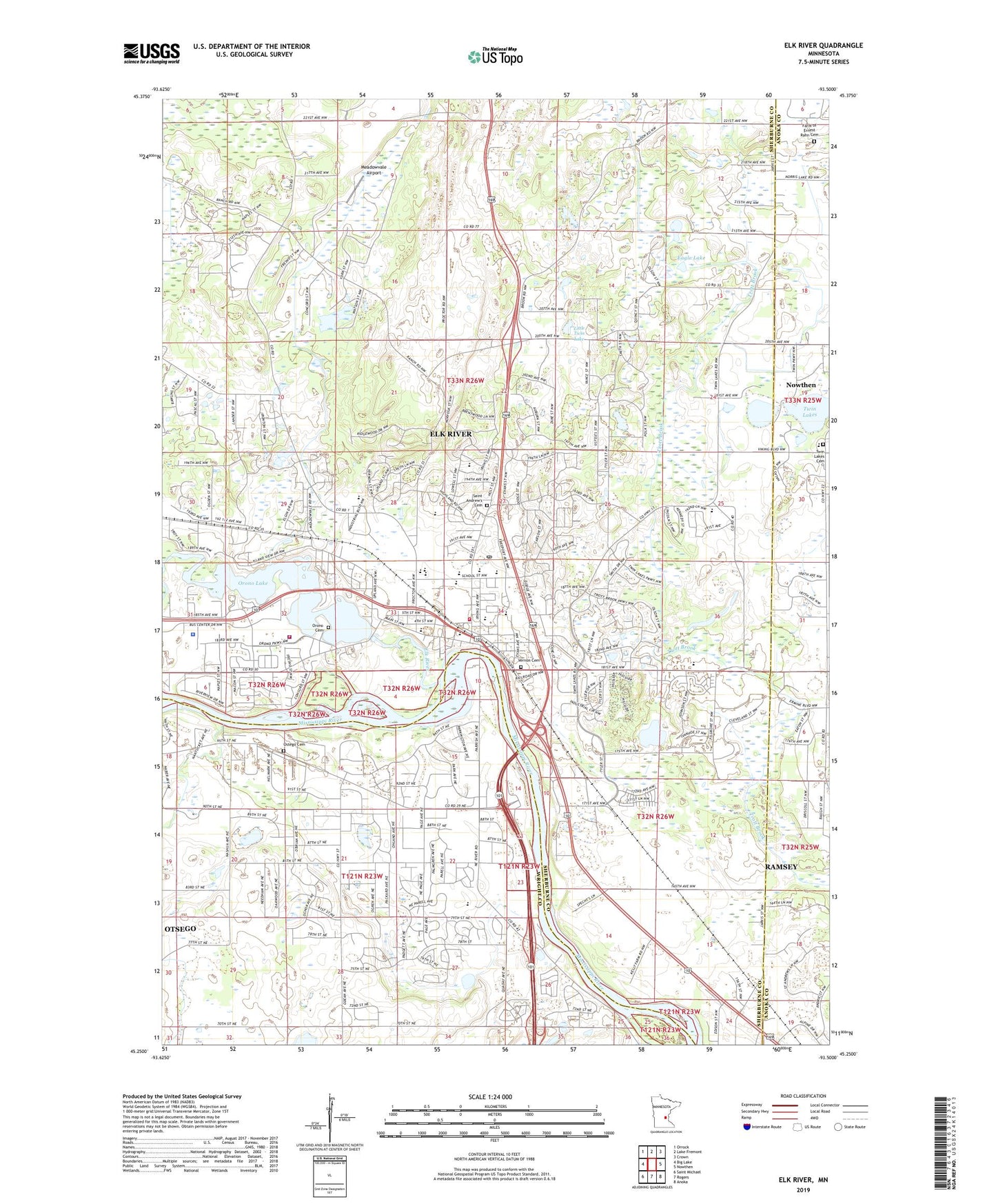 Elk River Minnesota US Topo Map Image