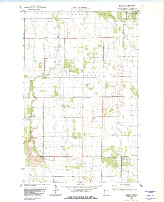 Classic USGS Ellerth Minnesota 7.5'x7.5' Topo Map Image
