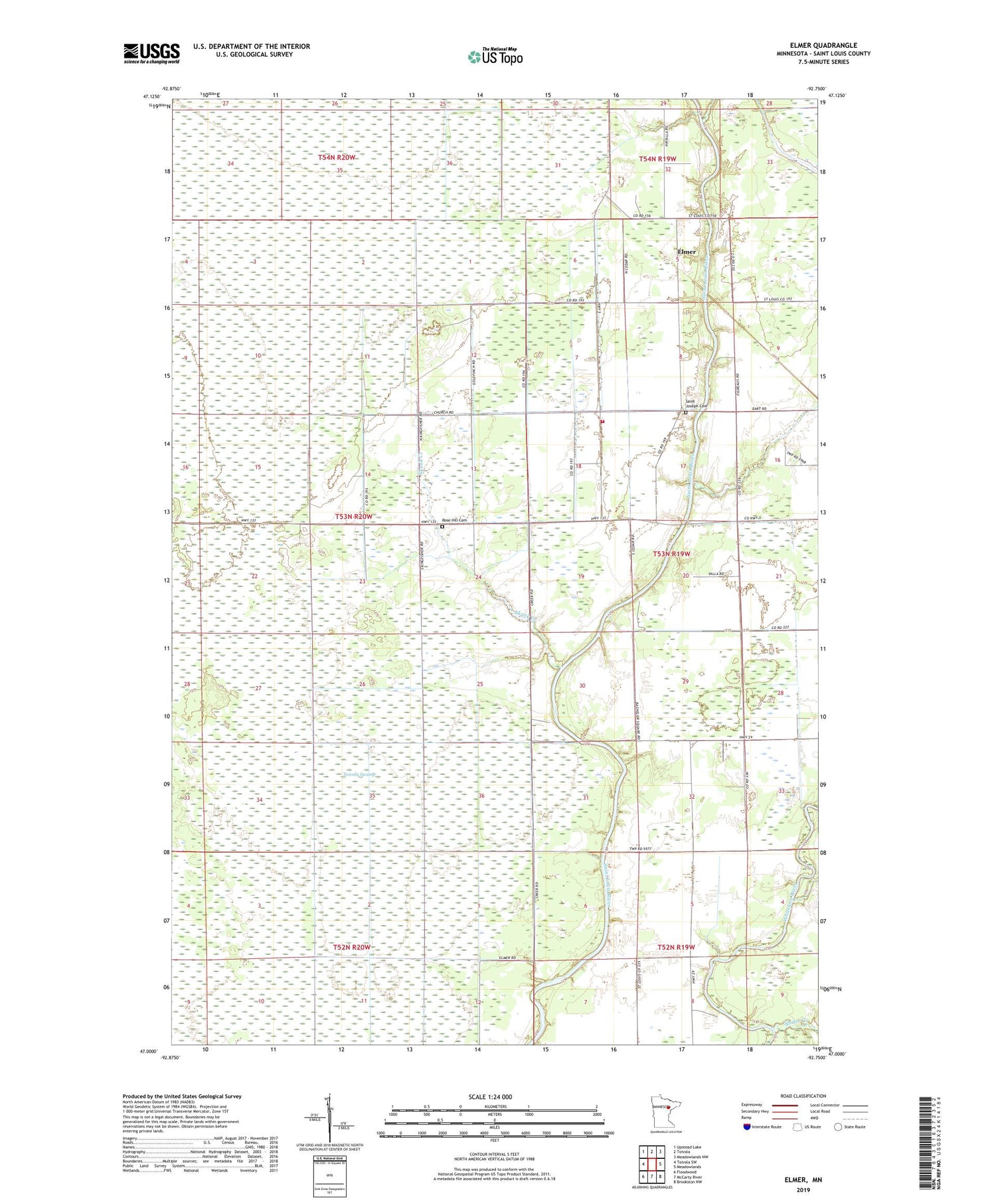 Elmer Minnesota US Topo Map Image