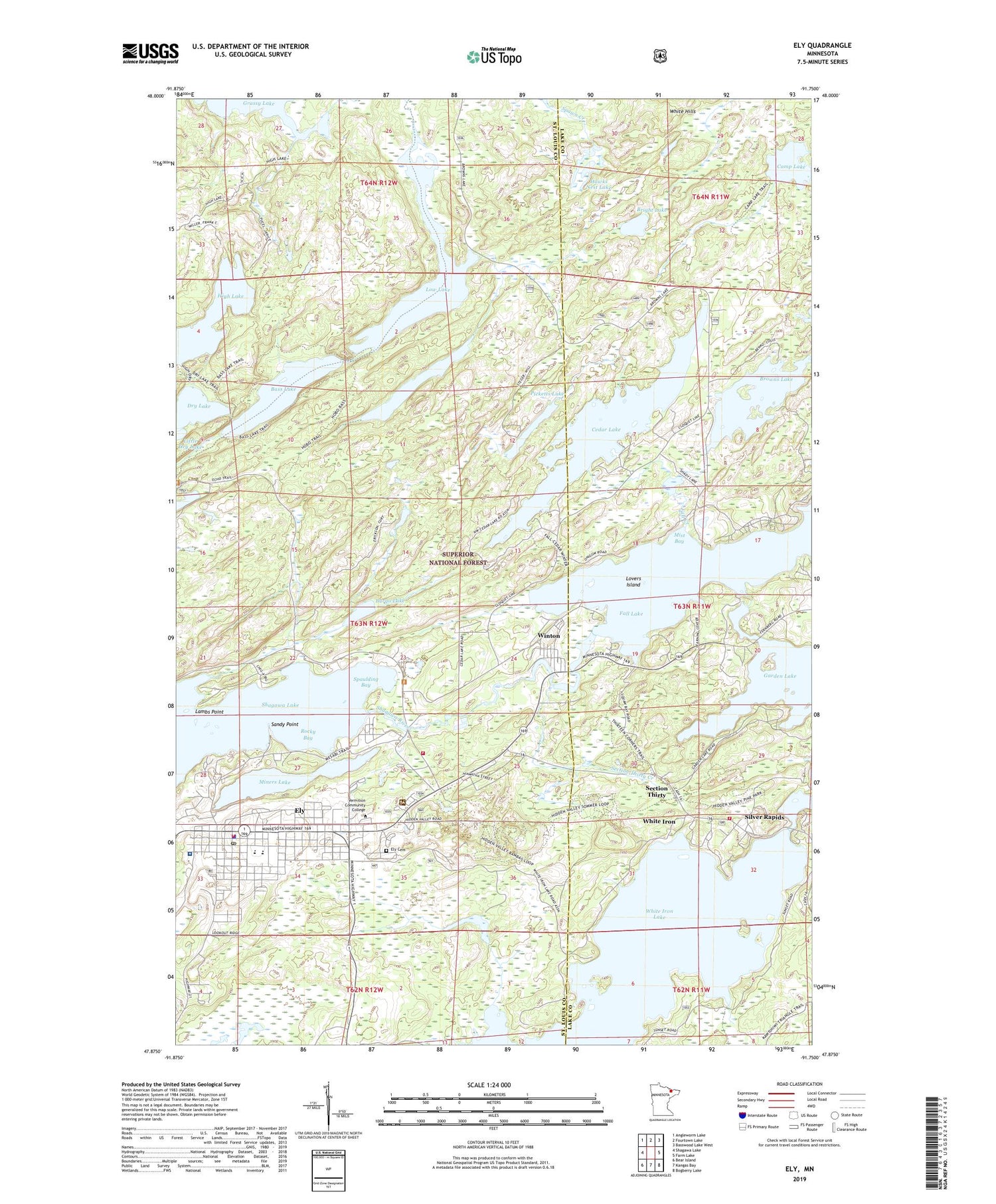 Ely Minnesota US Topo Map Image