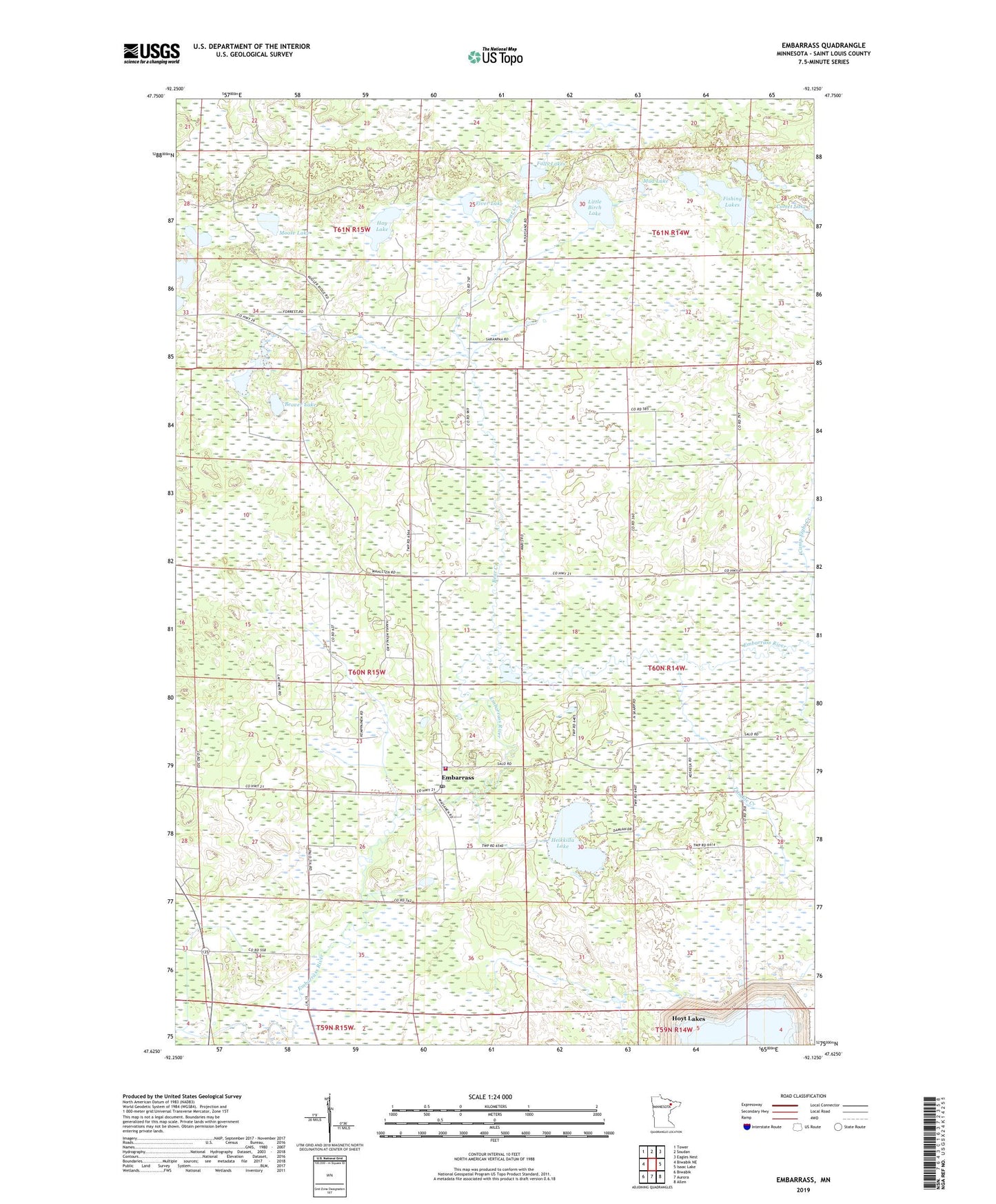 Embarrass Minnesota US Topo Map Image
