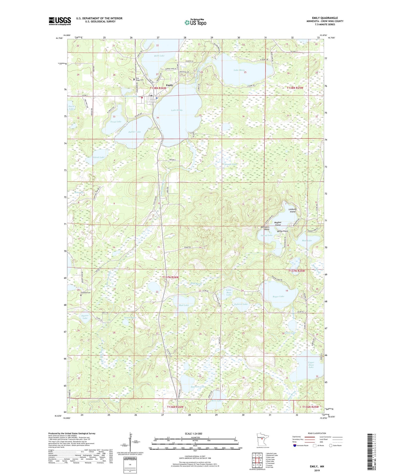 Emily Minnesota US Topo Map Image