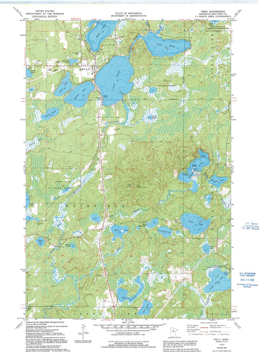 Classic USGS Emily Minnesota 7.5'x7.5' Topo Map Image