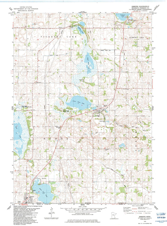 Classic USGS Emmons Minnesota 7.5'x7.5' Topo Map Image