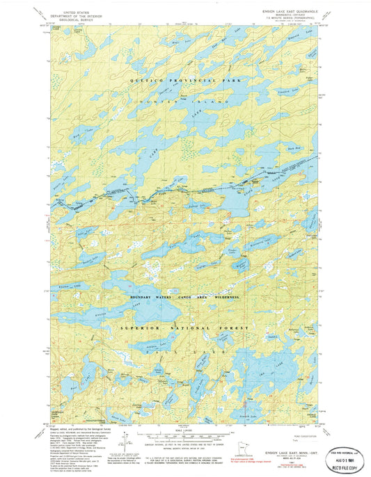 Classic USGS Ensign Lake East Minnesota 7.5'x7.5' Topo Map Image