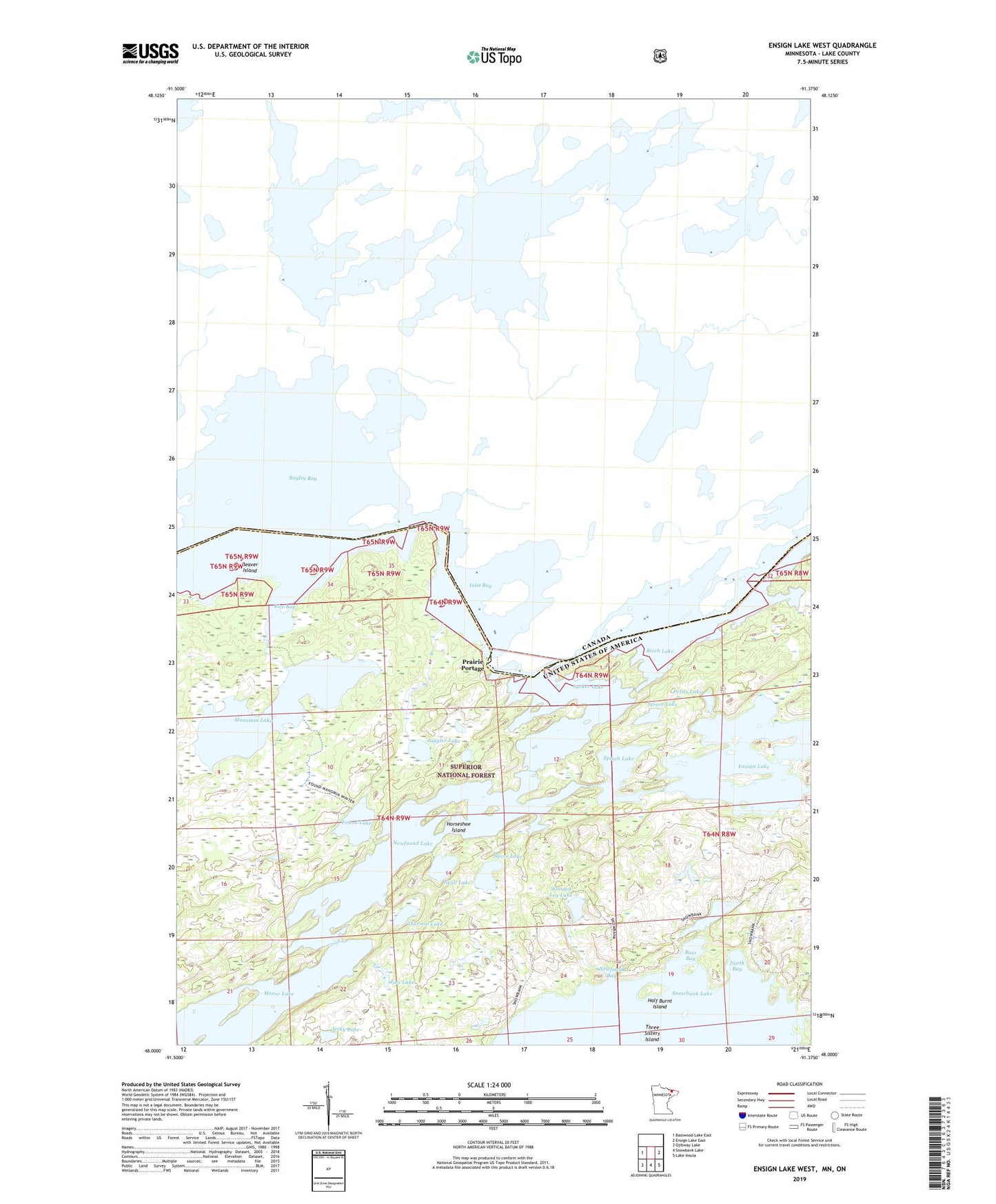 Ensign Lake West Minnesota US Topo Map Image
