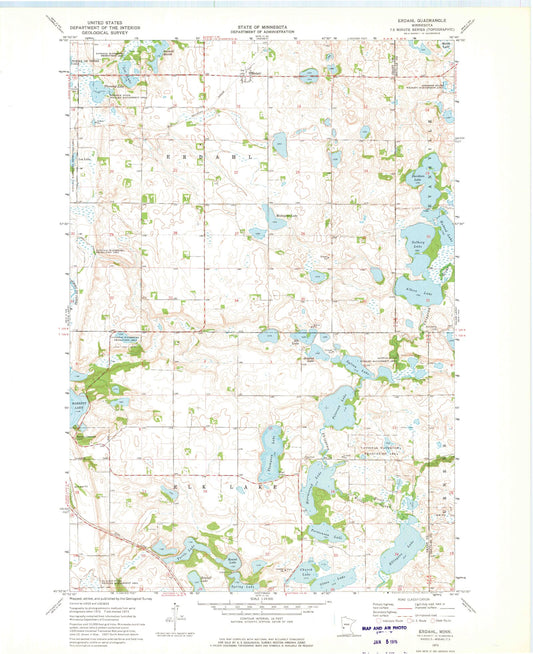 Classic USGS Erdahl Minnesota 7.5'x7.5' Topo Map Image