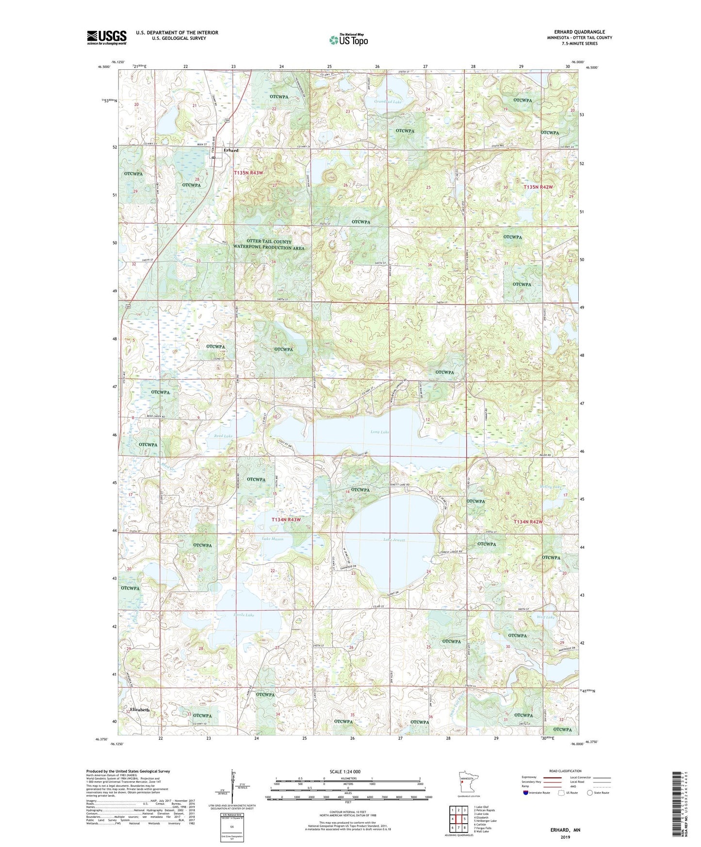 Erhard Minnesota US Topo Map Image