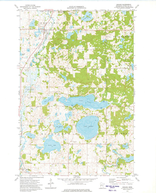 Classic USGS Erhard Minnesota 7.5'x7.5' Topo Map Image