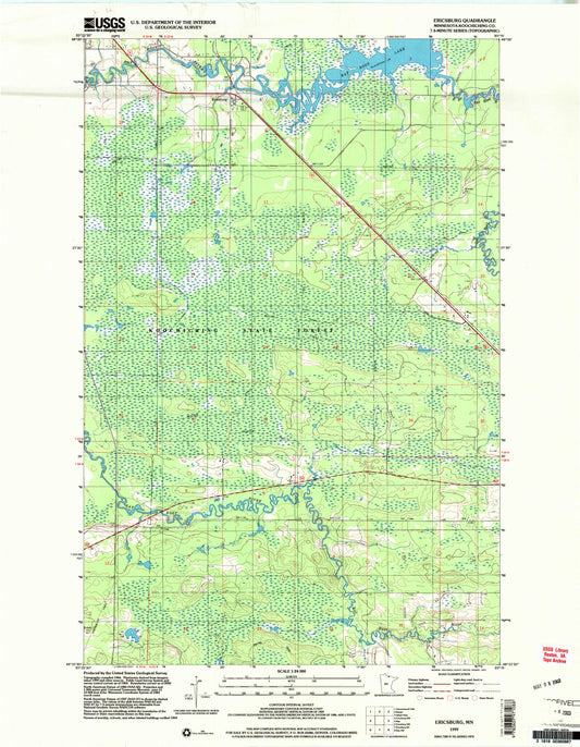 Classic USGS Ericsburg Minnesota 7.5'x7.5' Topo Map Image