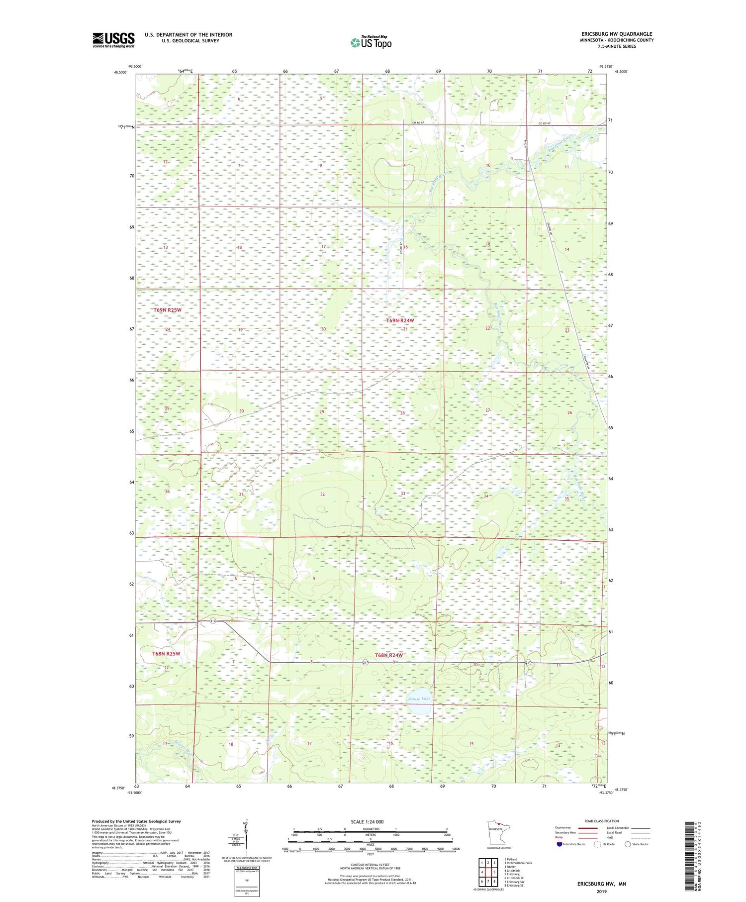 Ericsburg NW Minnesota US Topo Map Image